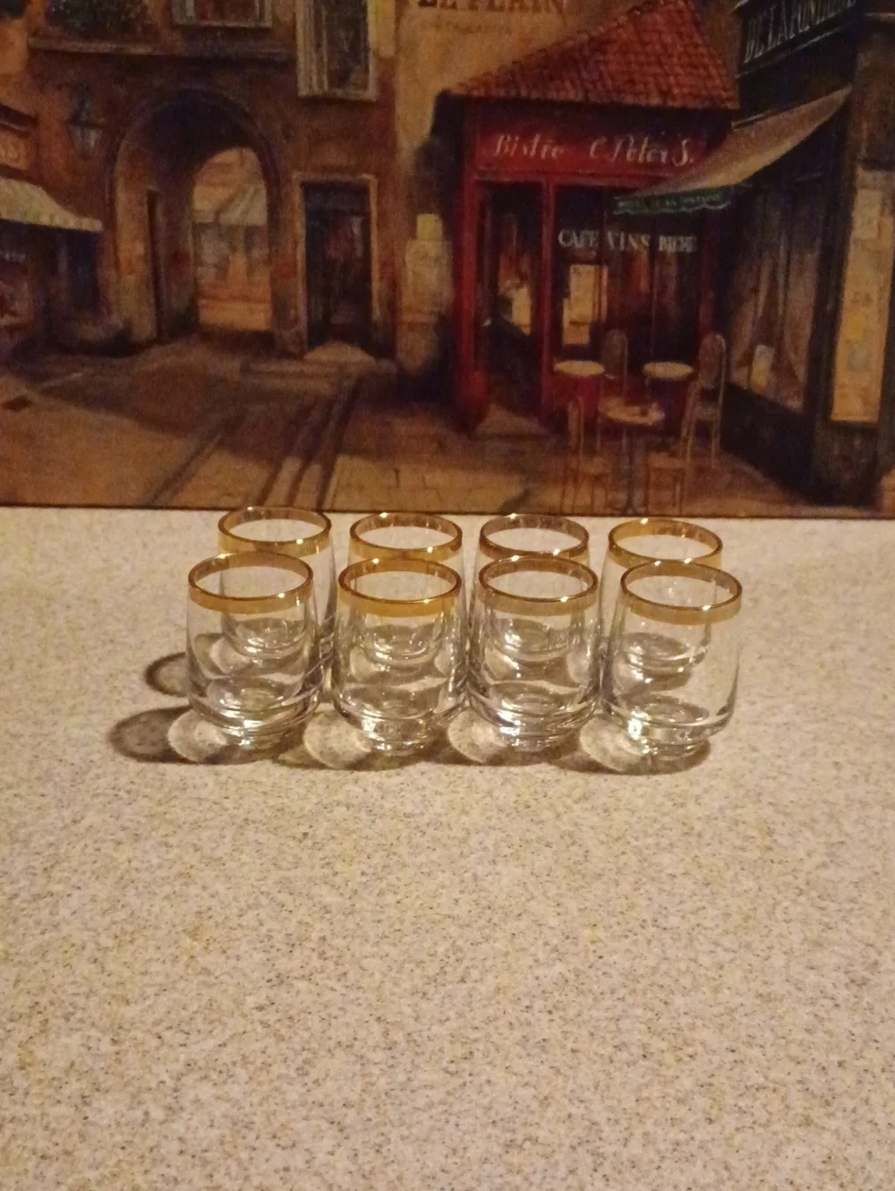 Set of 8 Clear Glass Tumblers with Gold Rim - Home Dining